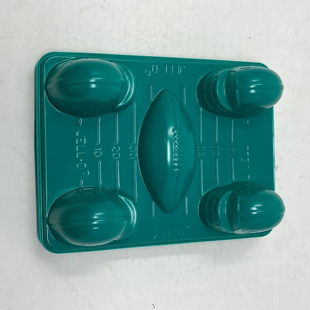 Jell-O Jigglers Football Helmet Gelatin Molds Teal Green Plastic Set Shot